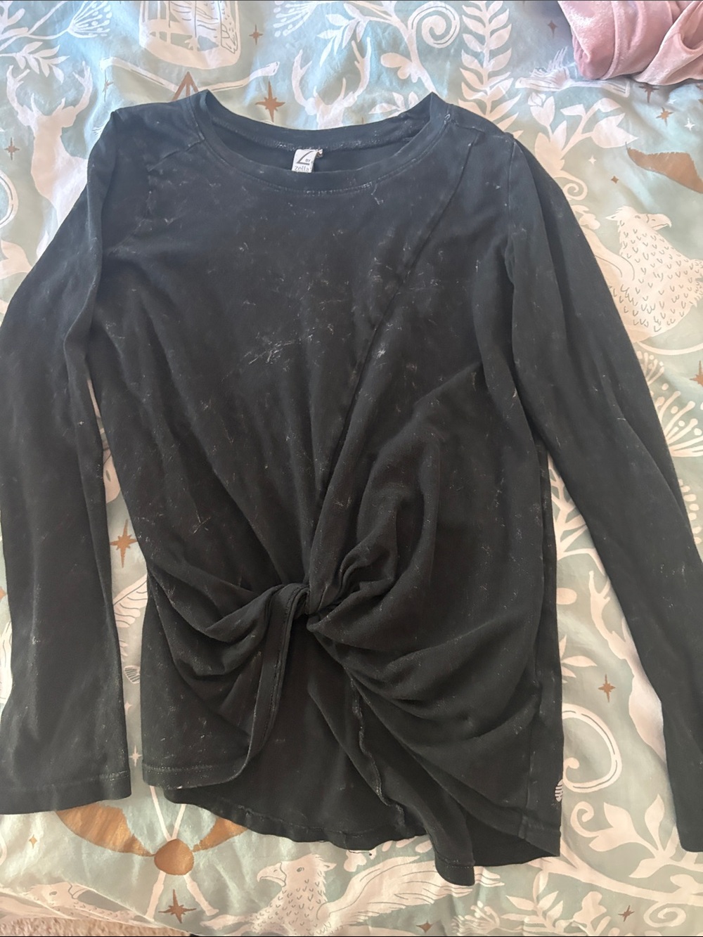 Zella Black Long-Sleeve Twist-Front Top